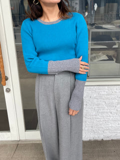 バイカラー2wayリブニット