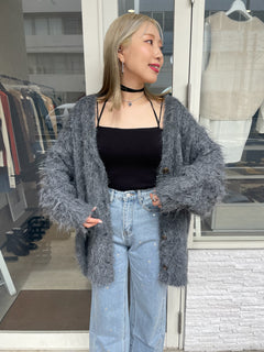 シャギーロングカーディガン