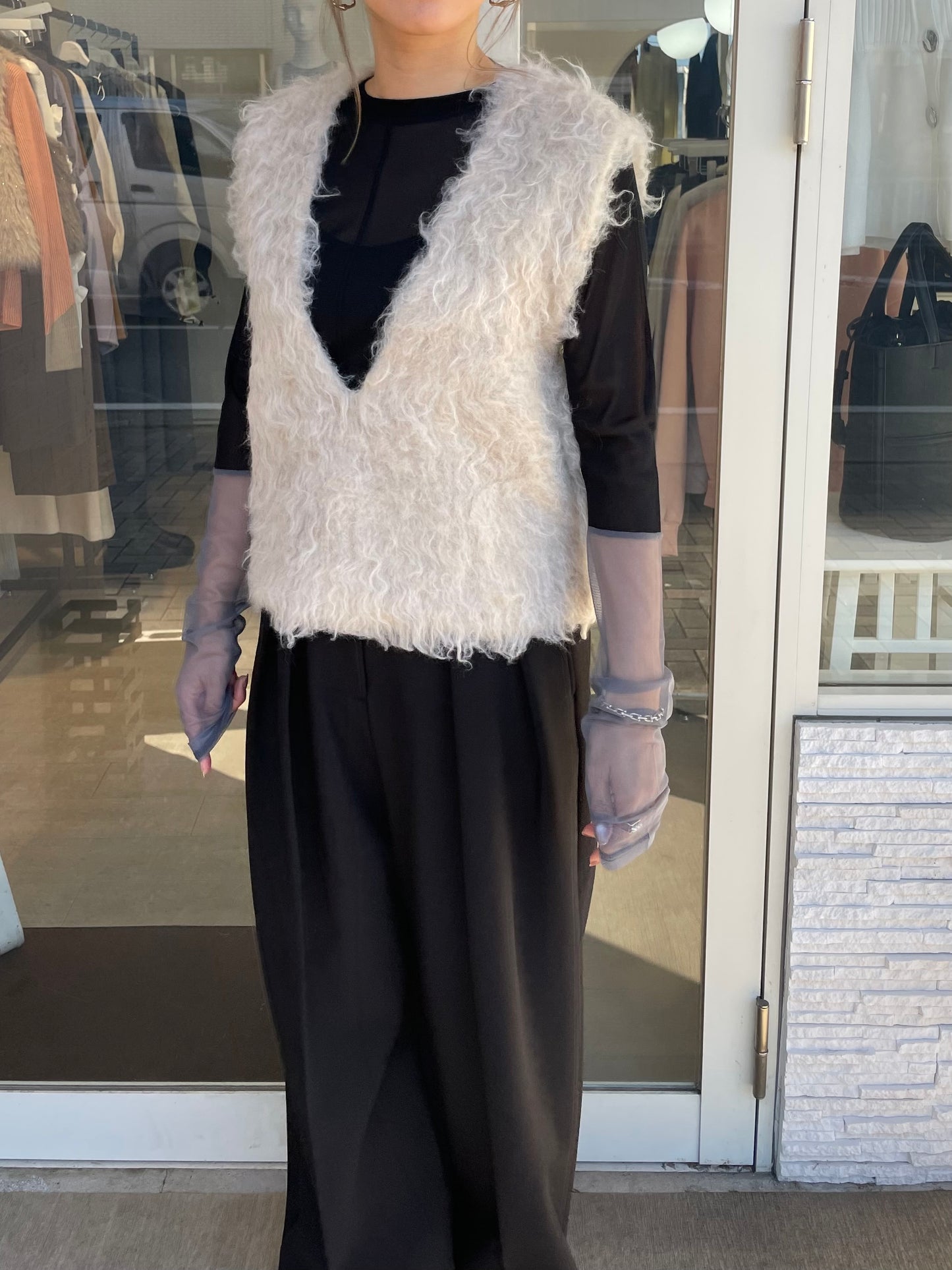 シャギーニットベスト