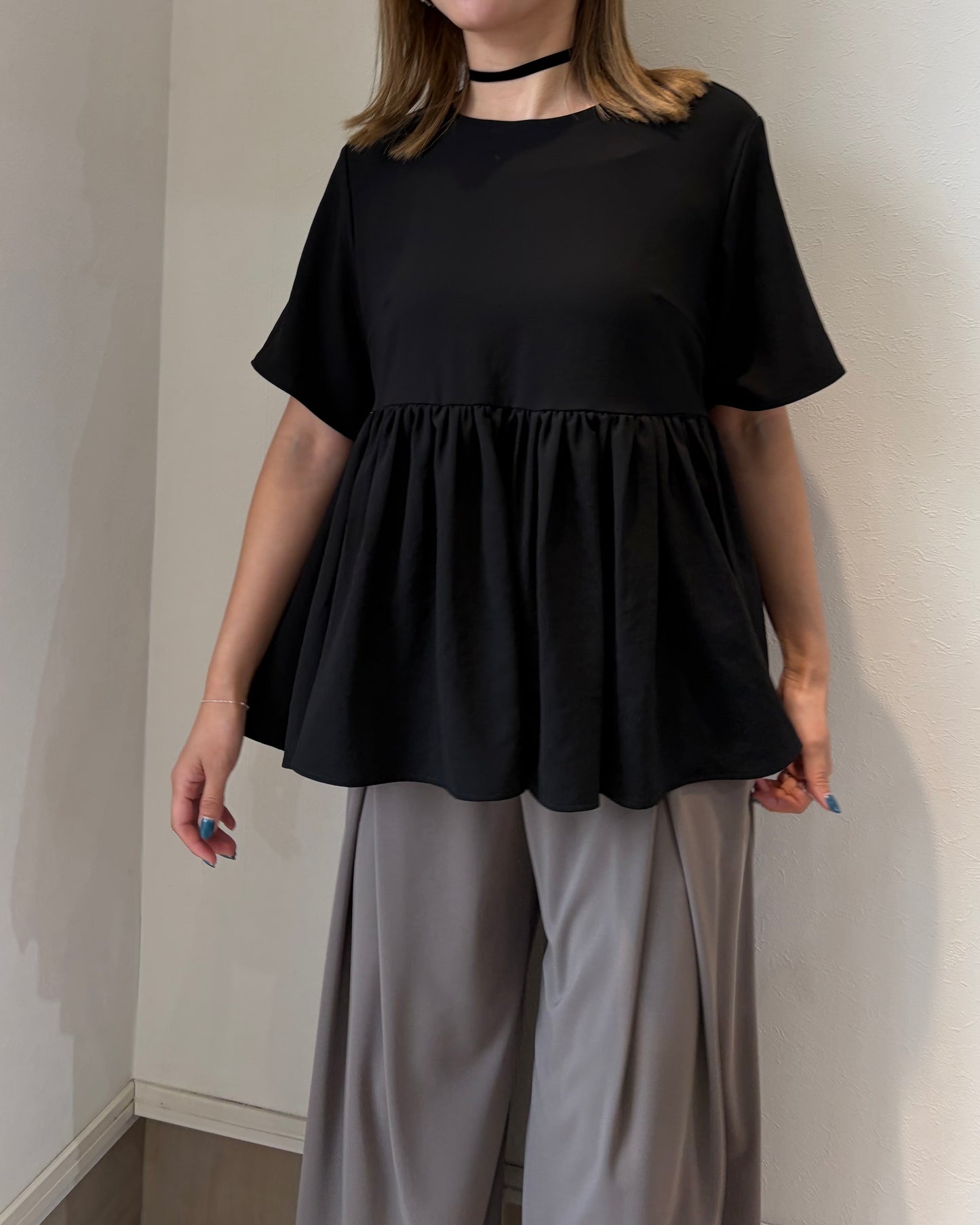 ストレッチシフォンフリルブラウス