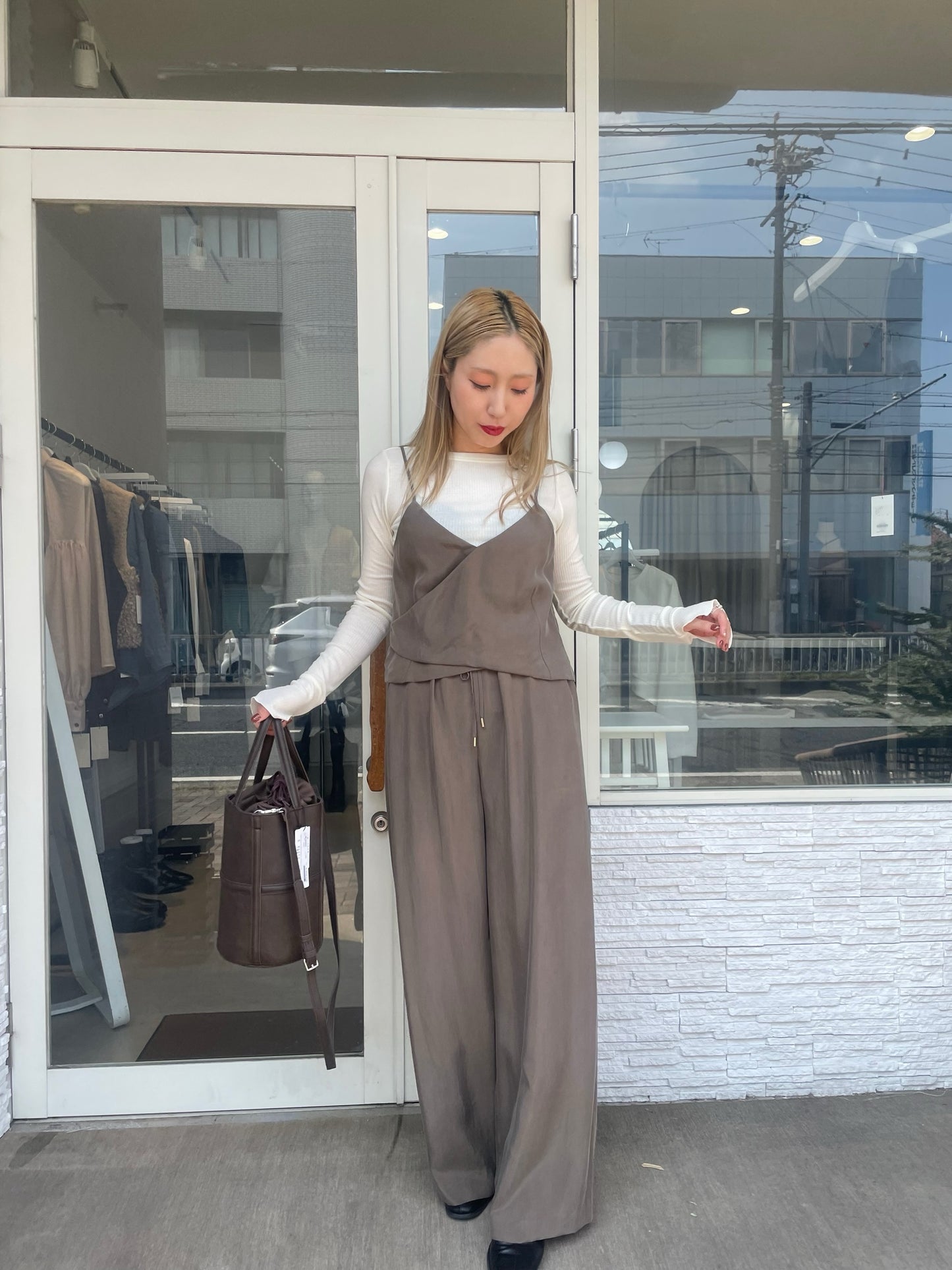 キュプラストレートパンツ