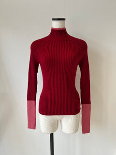 バイカラーアームリブニット