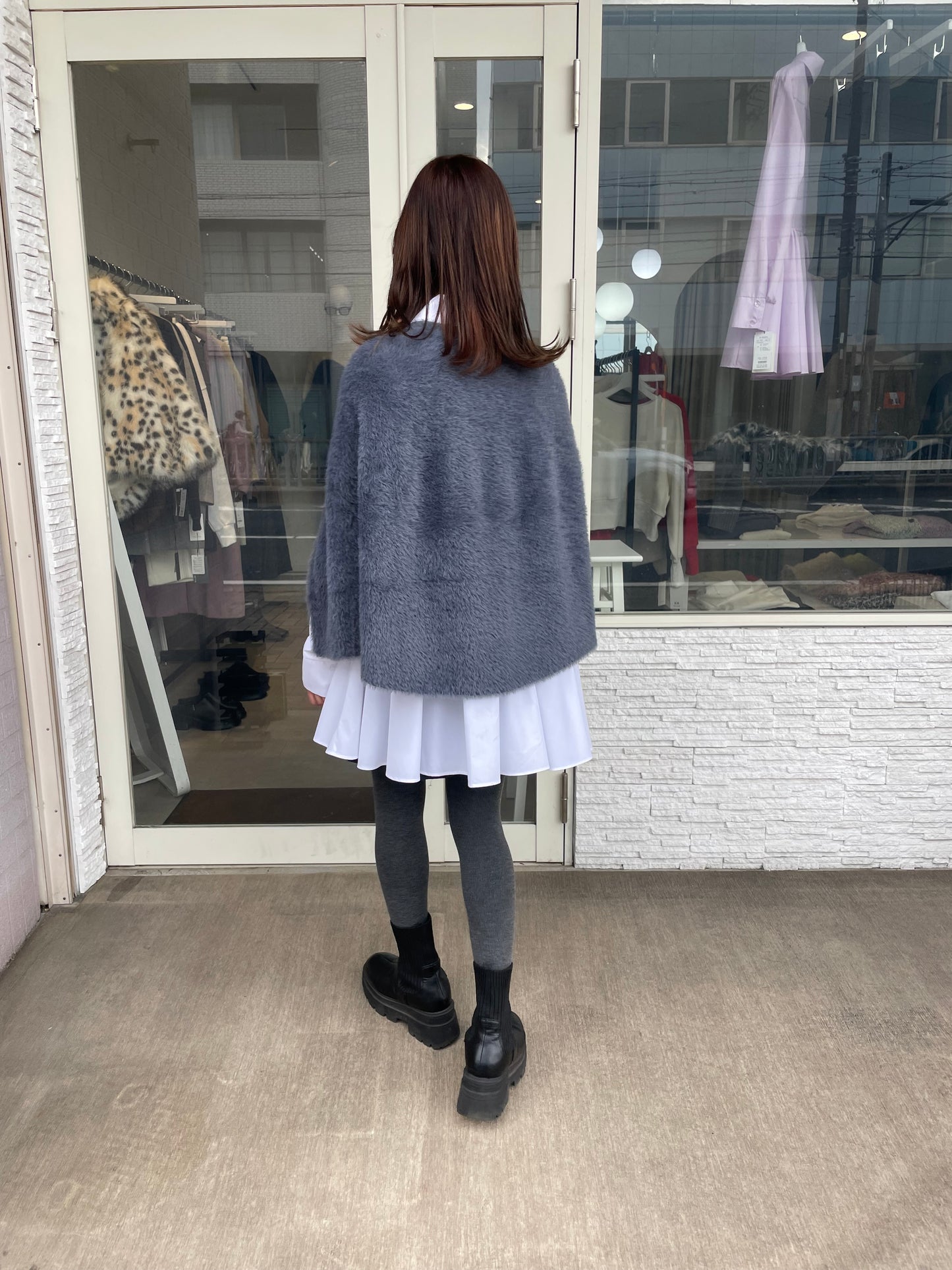 シャギーニットケープ