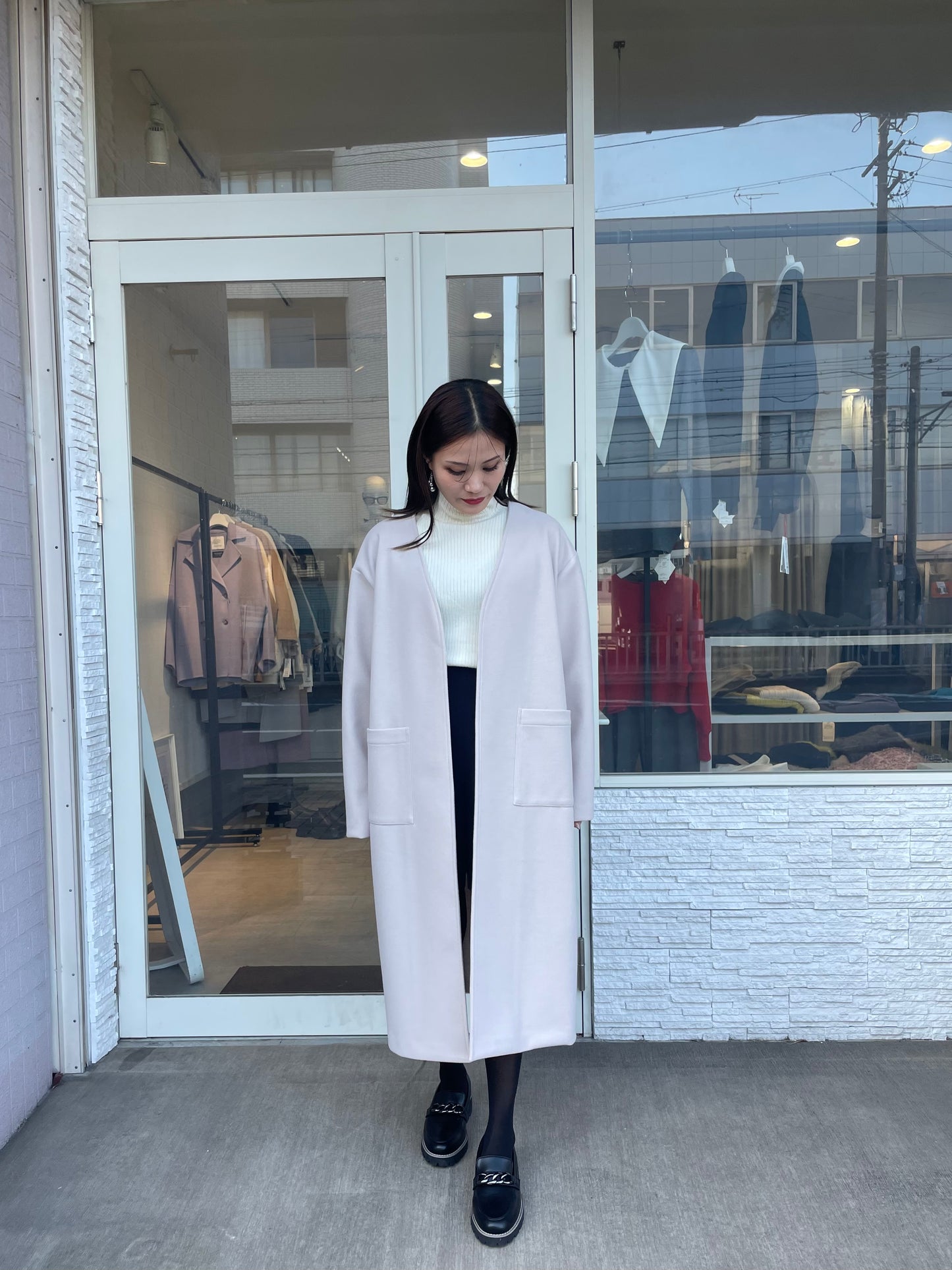 ウールライクロングカーディガン