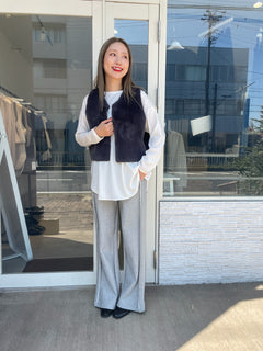 リバーシブルエコムートンショートファーベスト