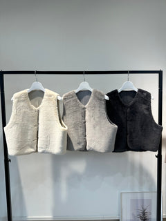 リバーシブルエコムートンショートファーベスト