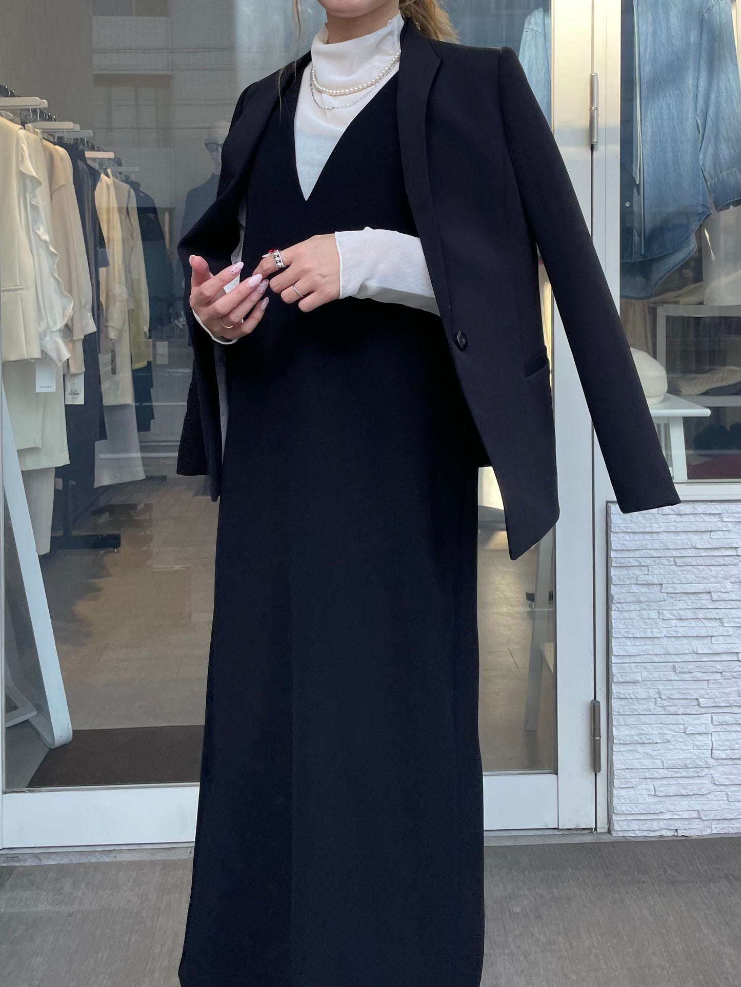 Vネックジャンパースカート