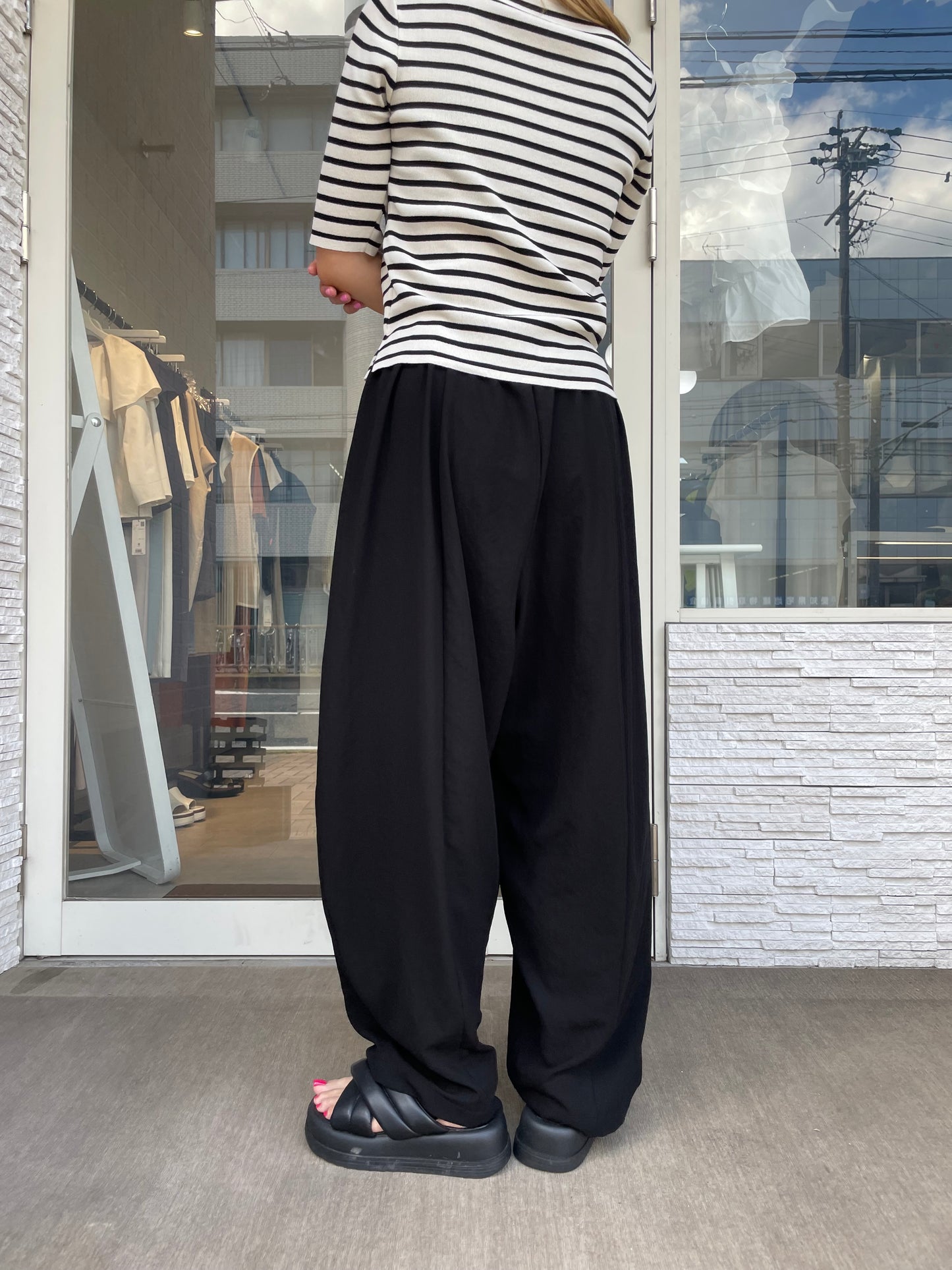 ストレッチシフォンボリュームパンツ