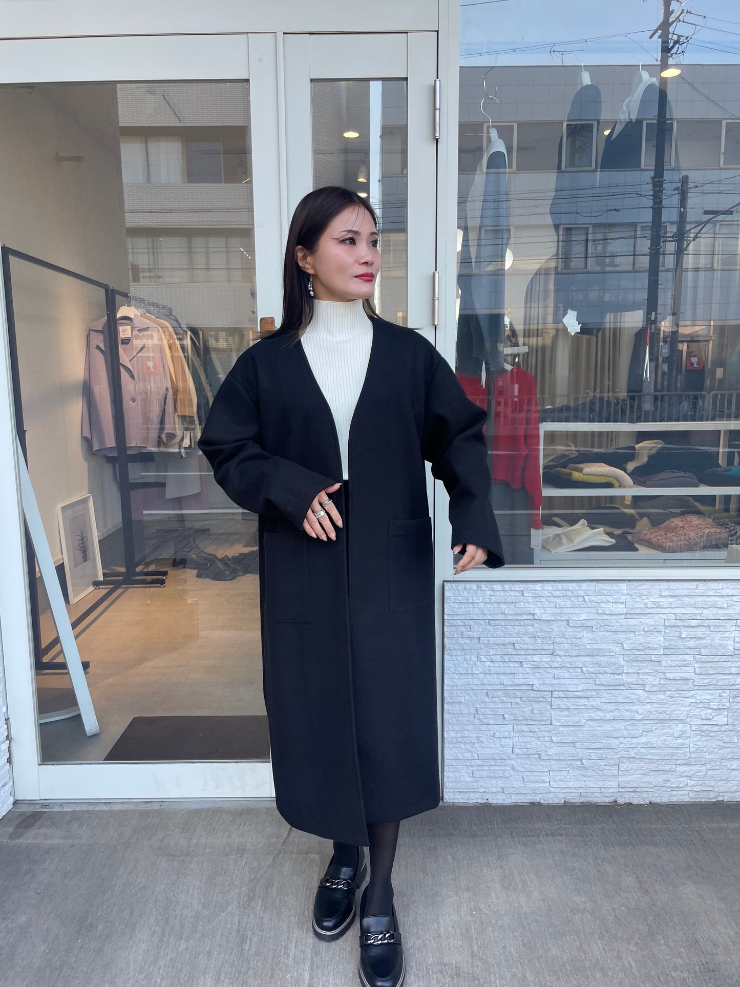 ウールライクロングカーディガン