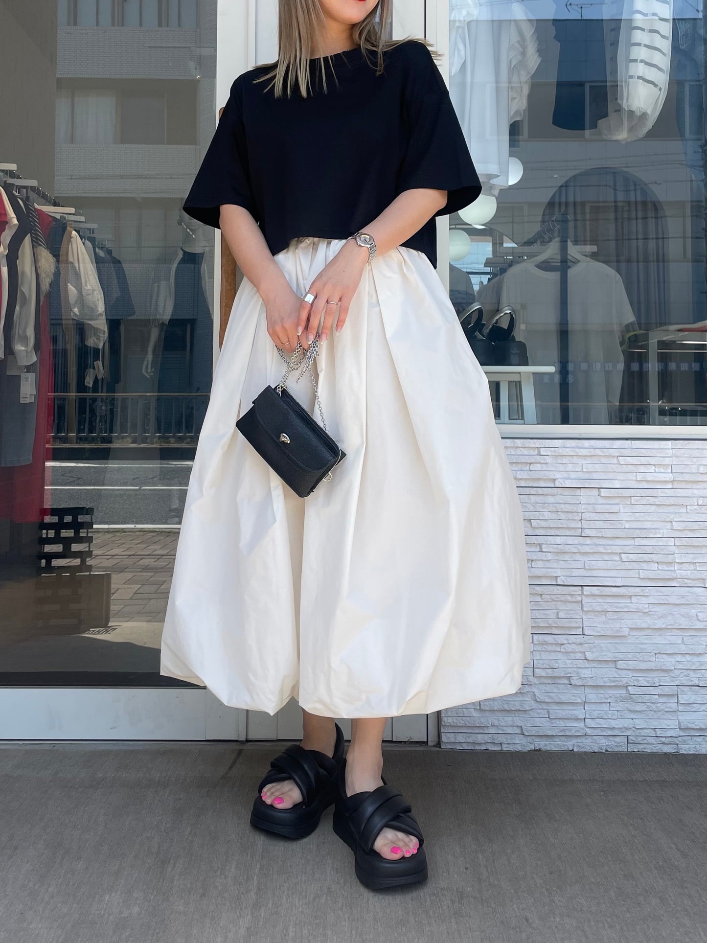 シルクブレンドクロップドTシャツ