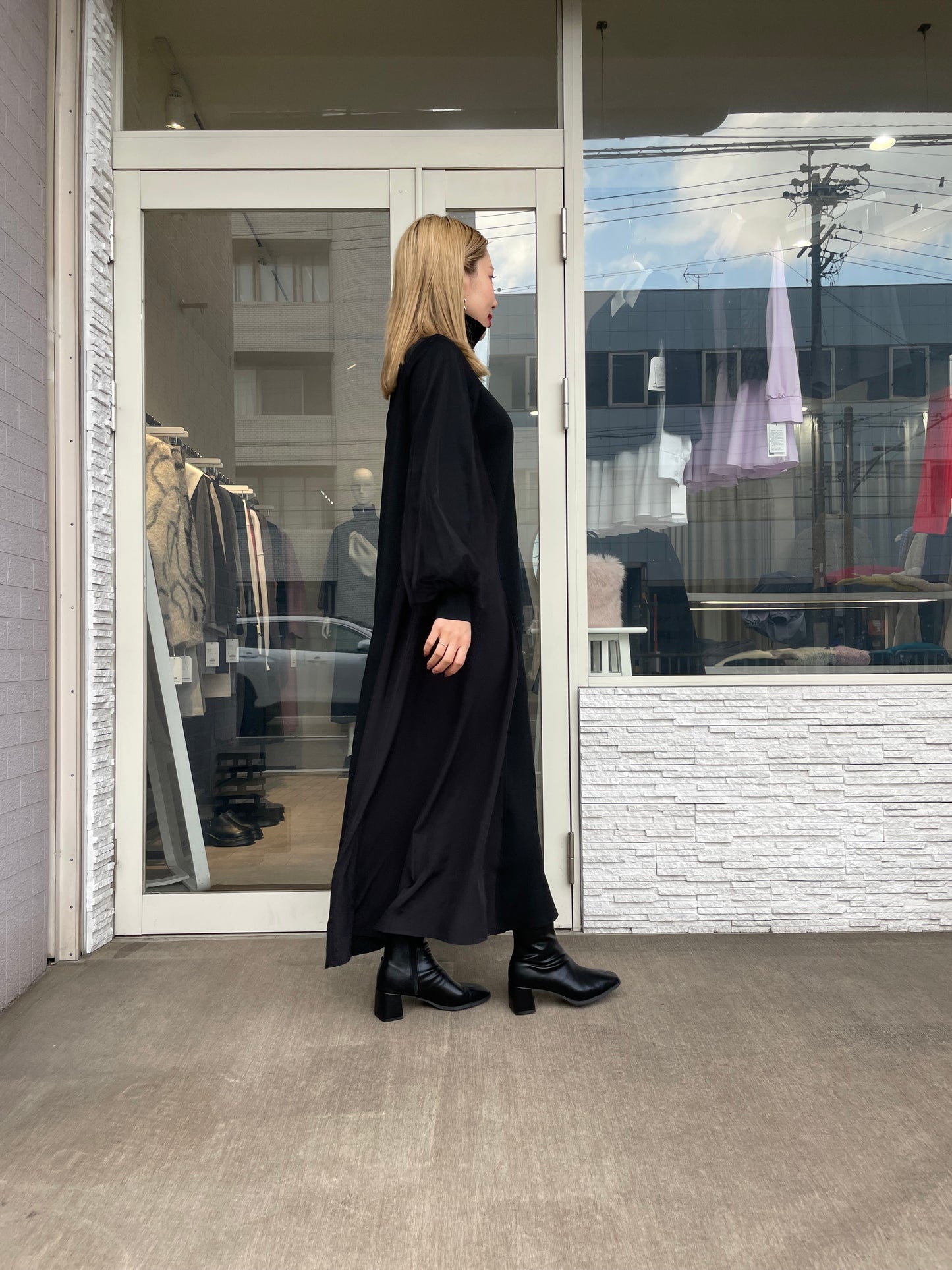 チュールドッキングフロントジップワンピース