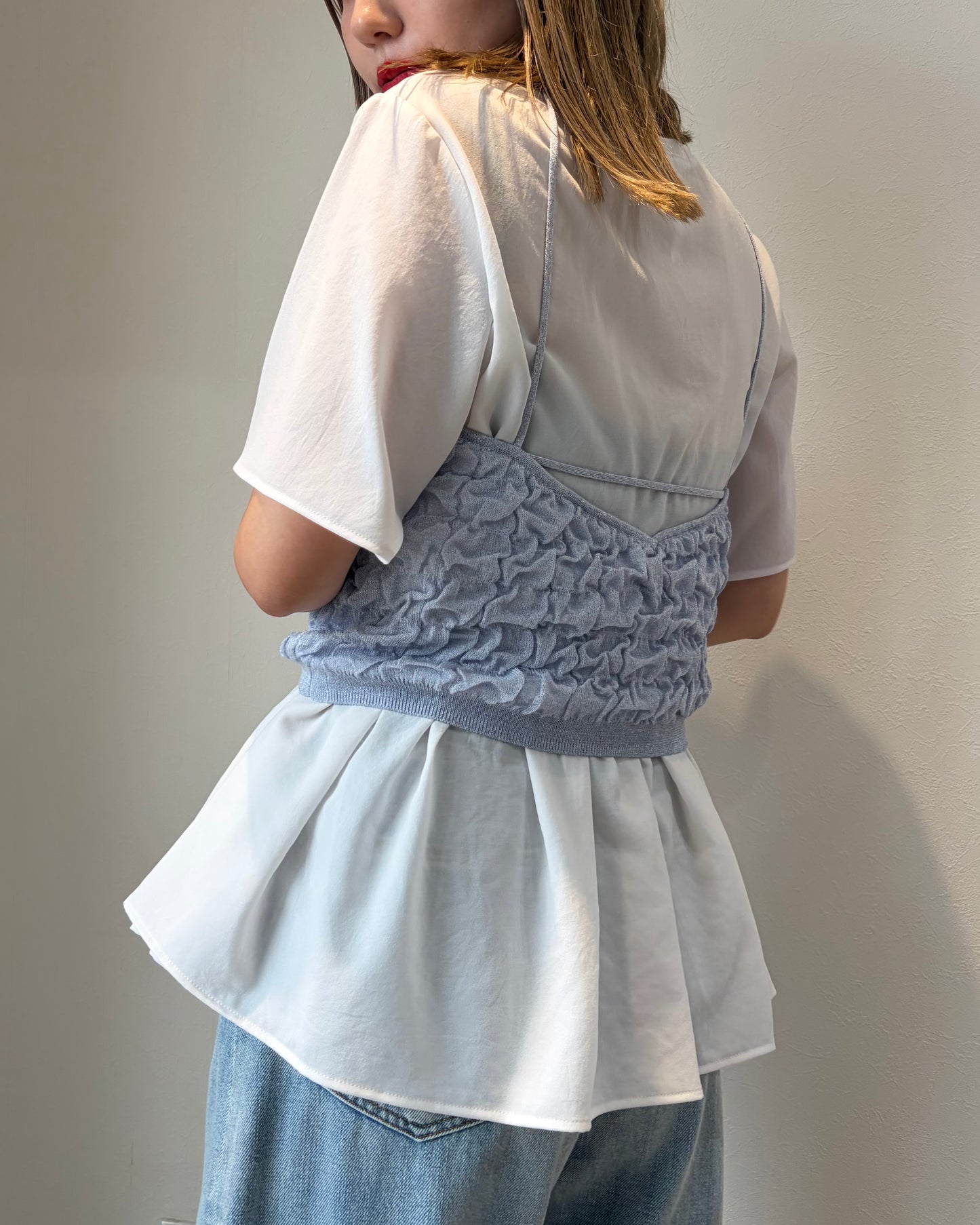 ストレッチシフォンフリルブラウス