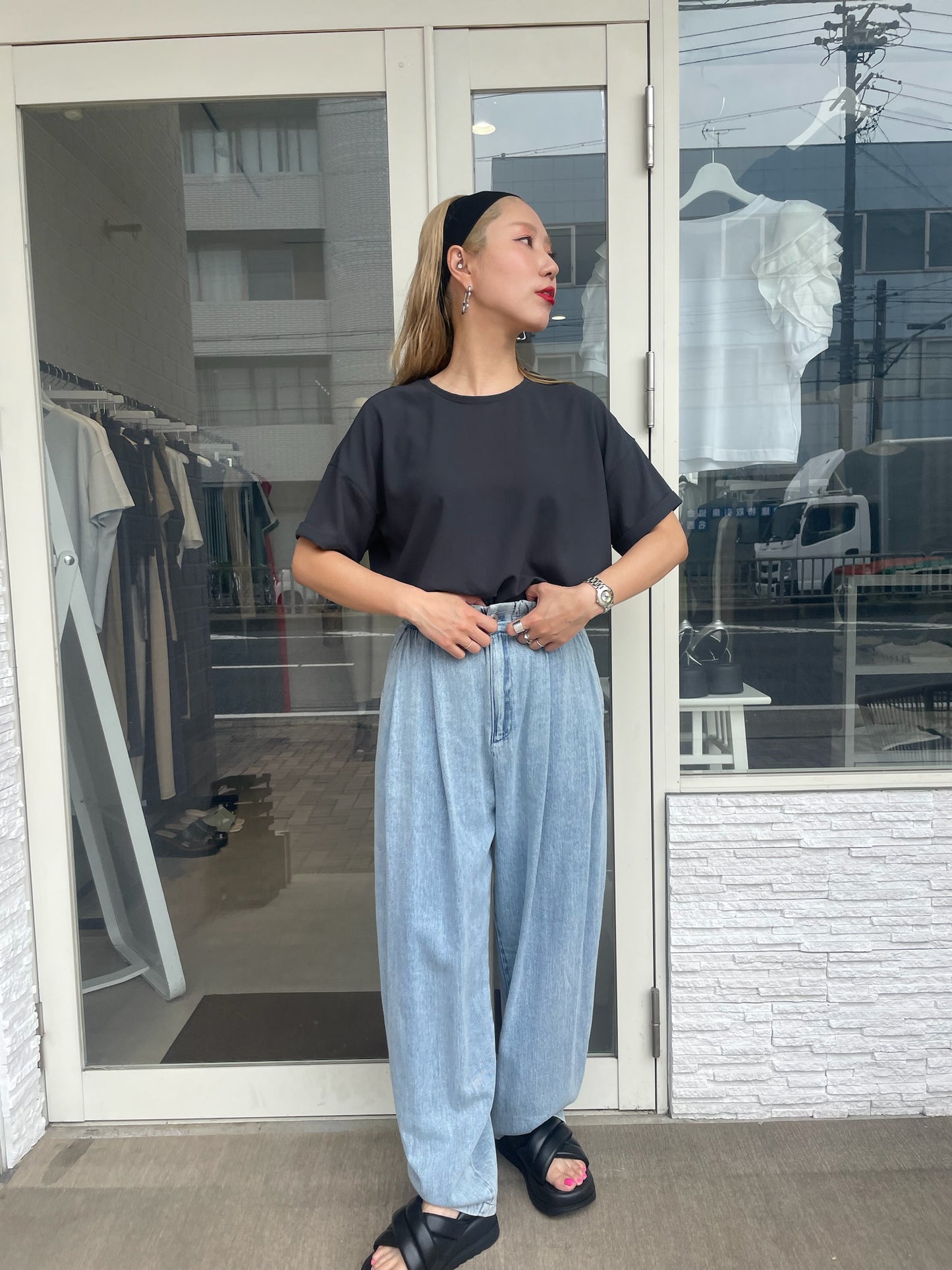 【再入荷】ストレッチシフォンブラウス