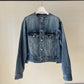 ノーカラーデニムジャケット