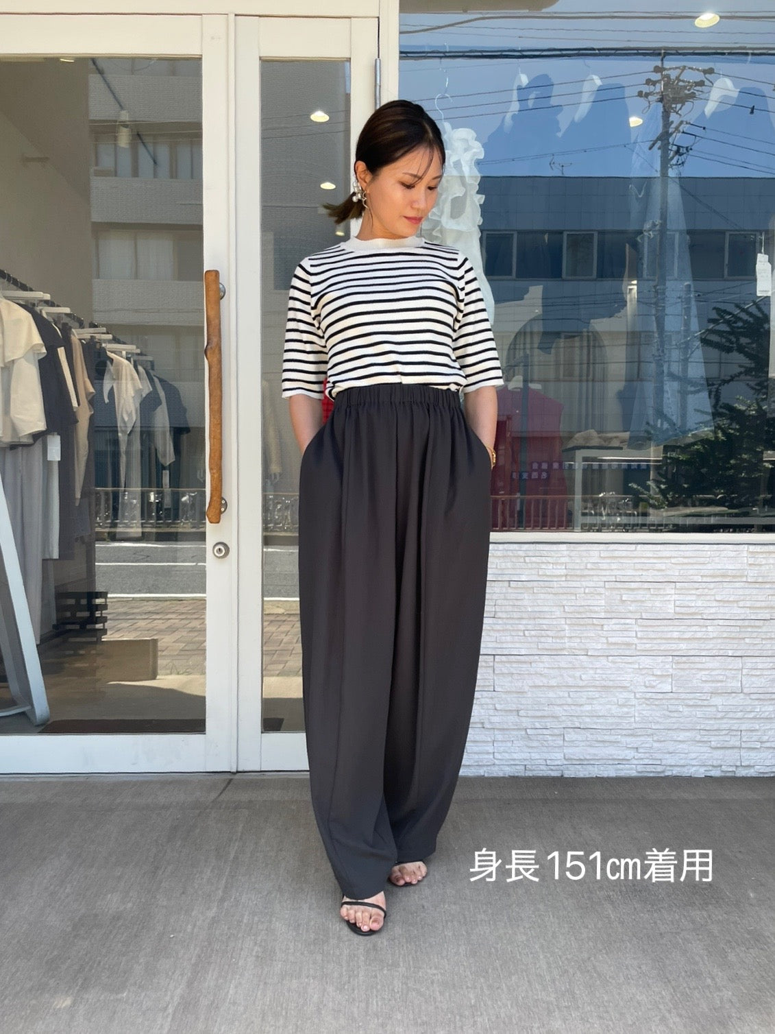 ストレッチシフォンボリュームパンツ