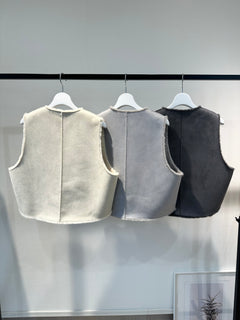 リバーシブルエコムートンショートファーベスト