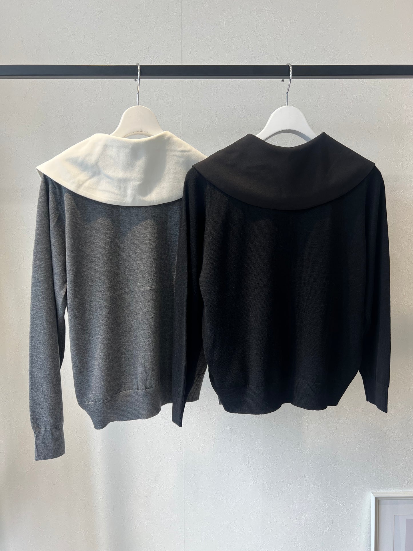 ビッグカラーニットトップス