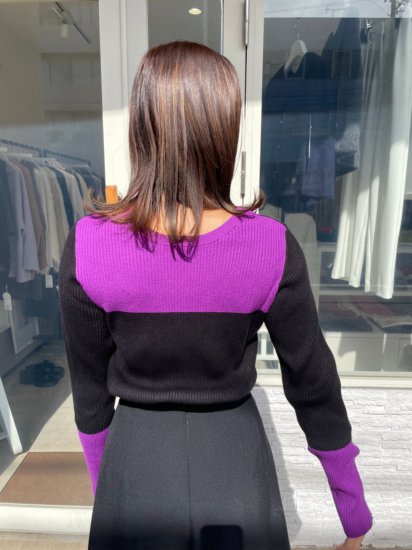 バイカラー2wayリブニット