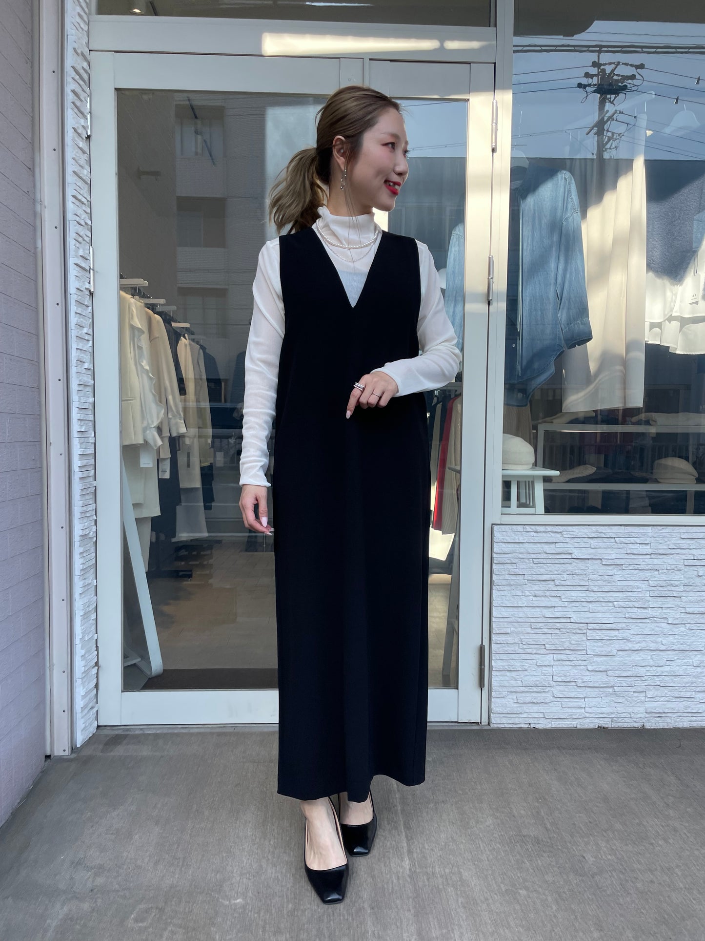 Vネックジャンパースカート