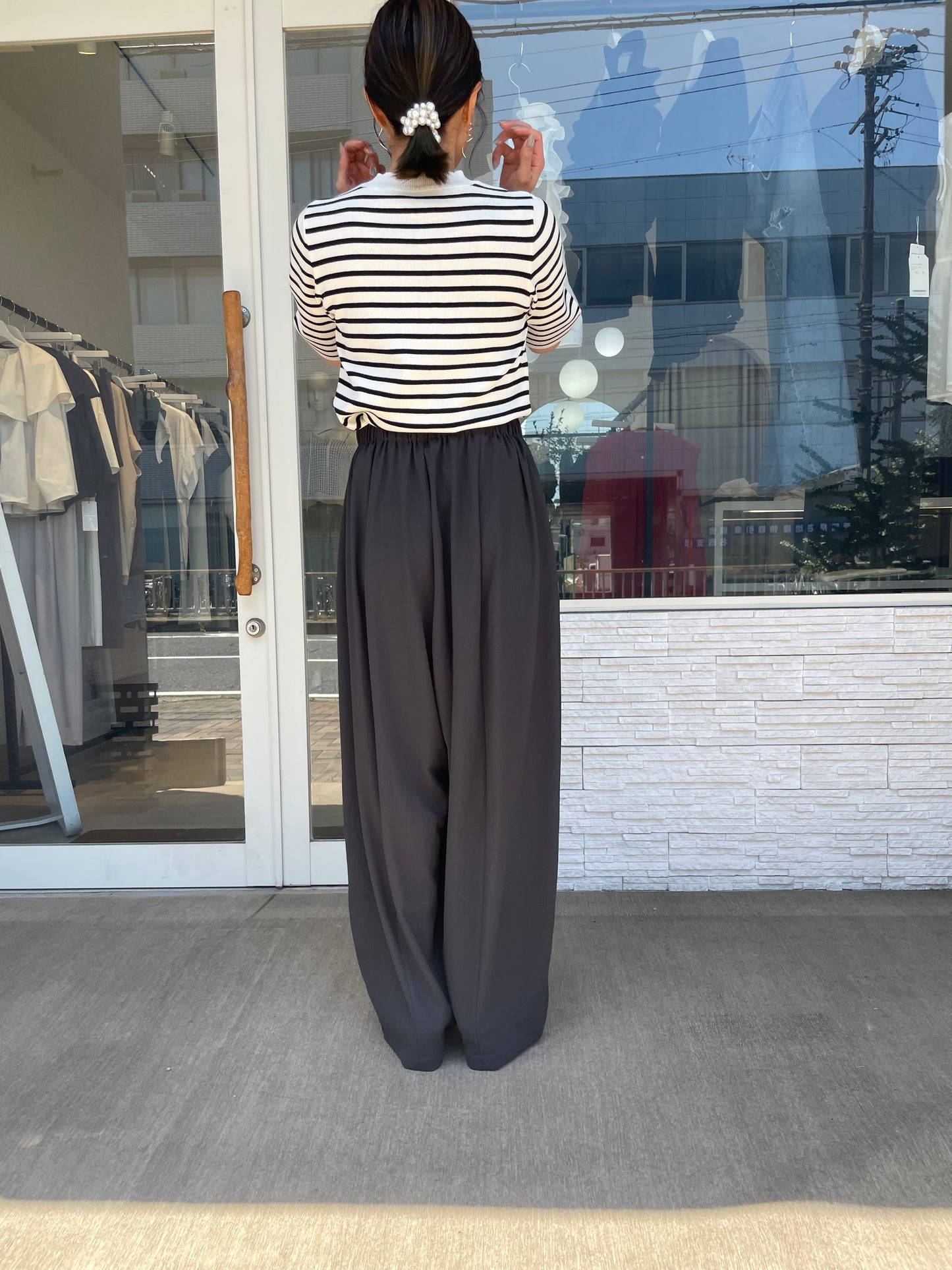 ストレッチシフォンボリュームパンツ