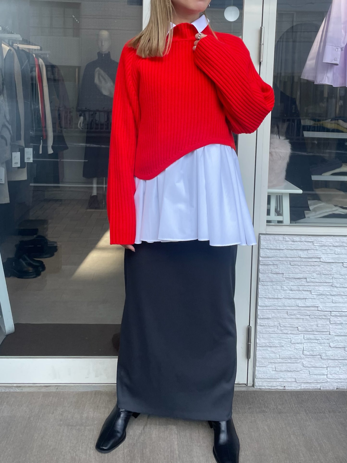 ギャザーフレアブラウス