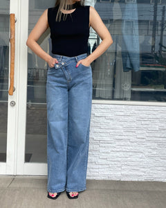 クロスウエストワイドデニム