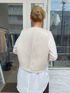 リバーシブルエコムートンショートファーベスト