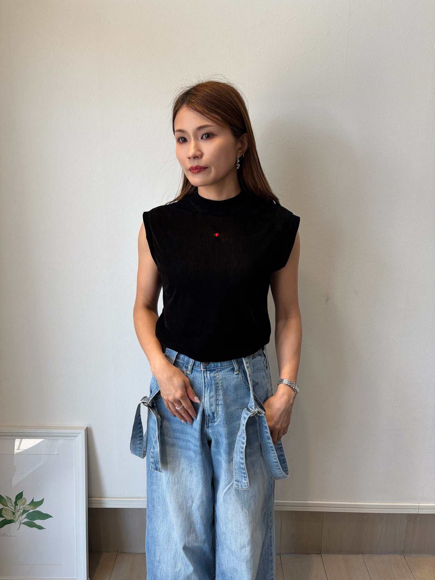 ♡シアーベロアノースリーブトップス