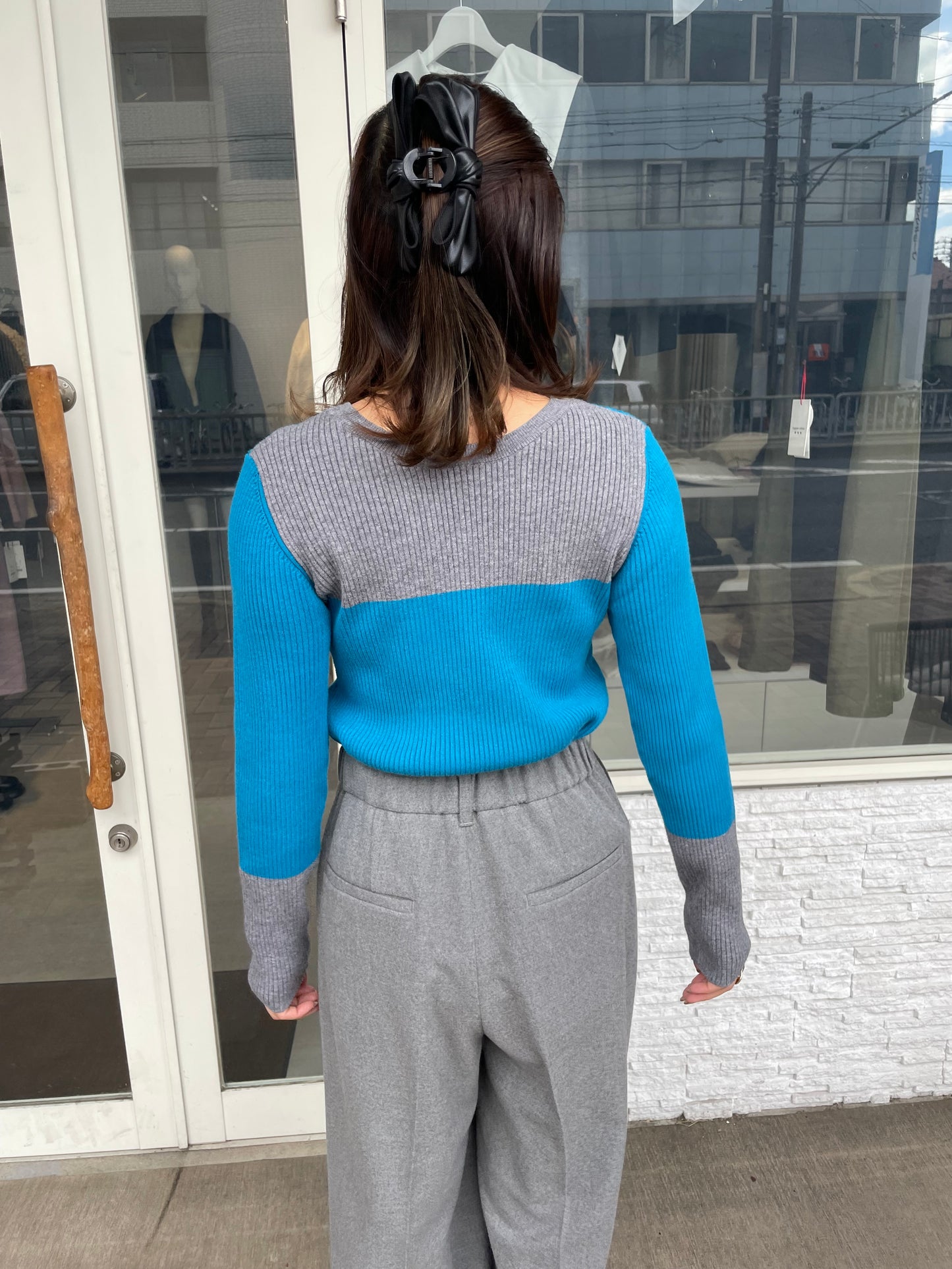 バイカラー2wayリブニット