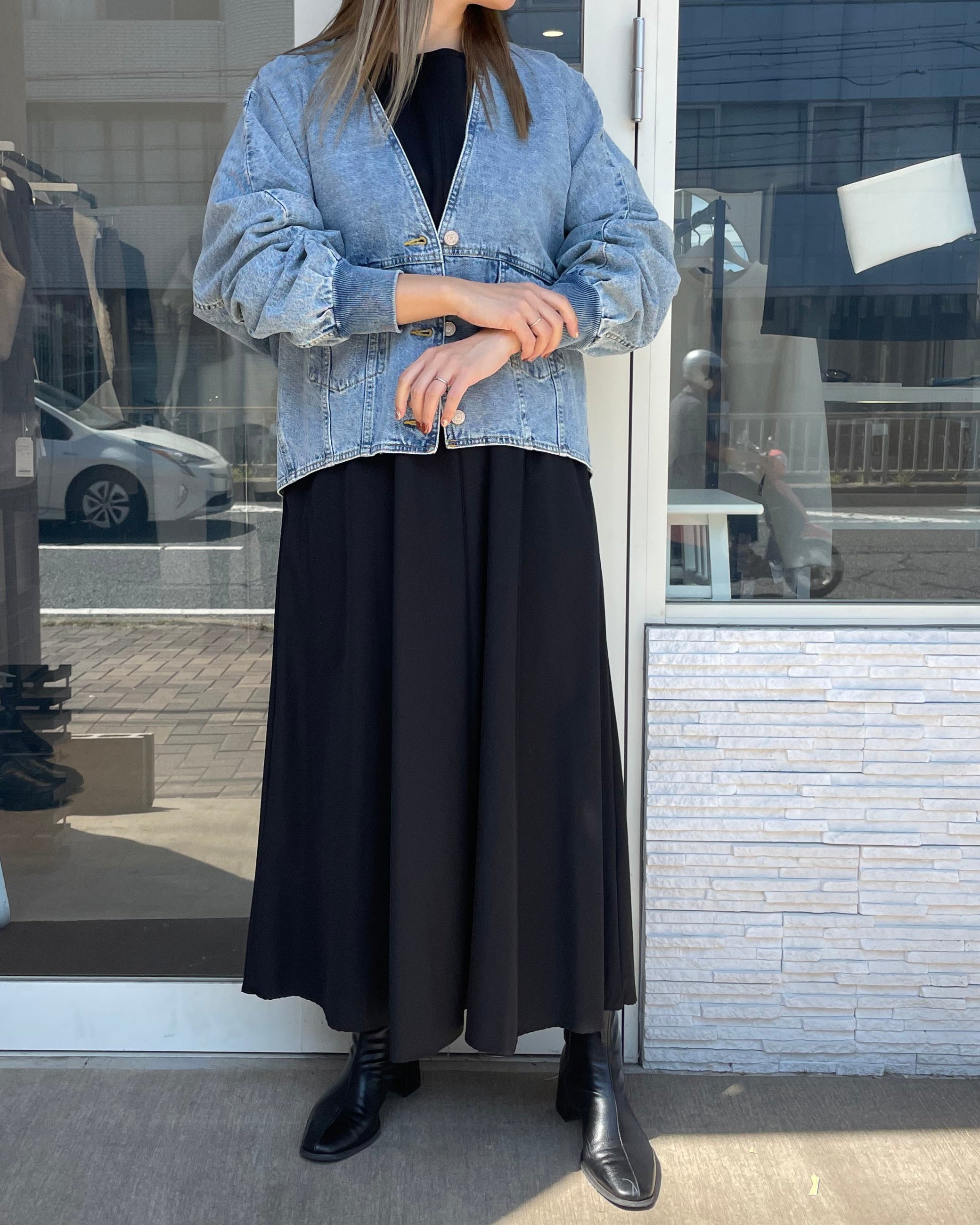 えりさま　極美品 DEEP BLUE ノーカラー　デニムジャケット 岡山デニム デニムジャケット – DEEP BLUE