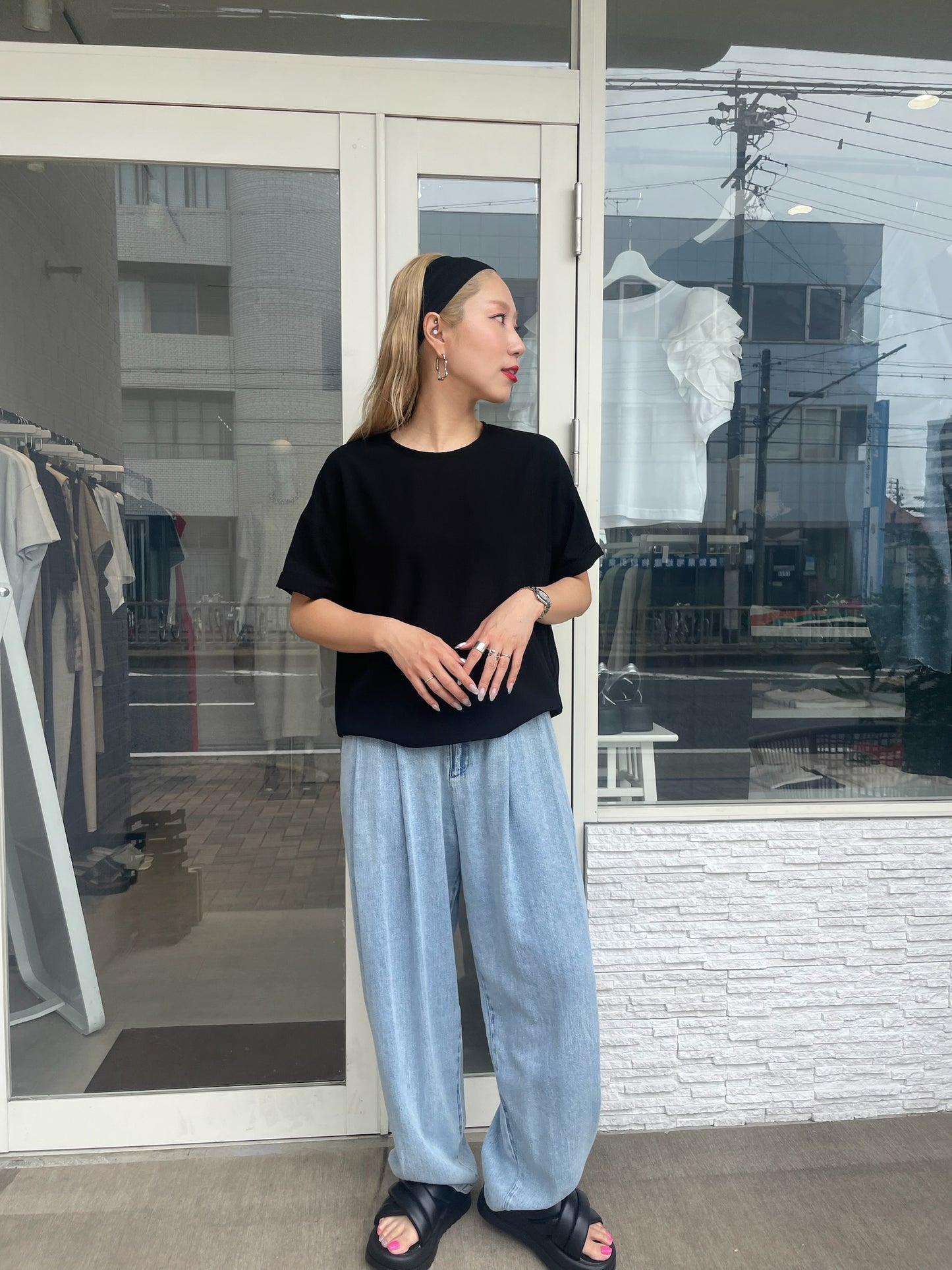 【再入荷】ストレッチシフォンブラウス
