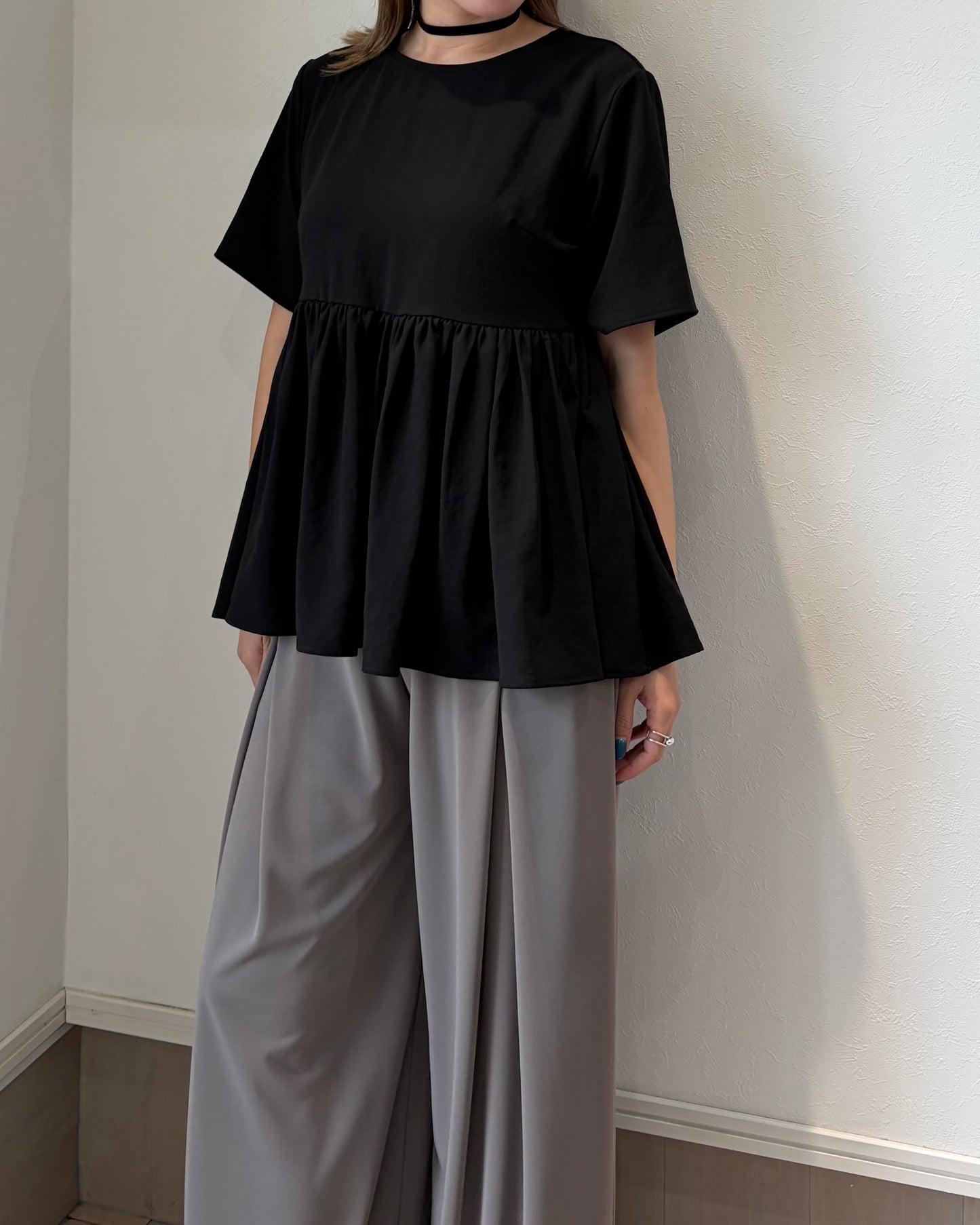 ストレッチシフォンフリルブラウス