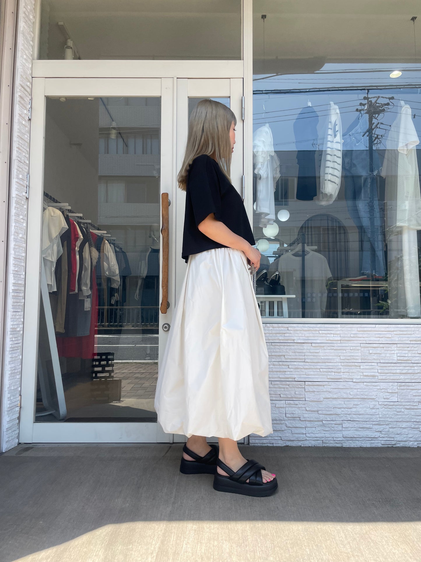 シルクブレンドクロップドTシャツ