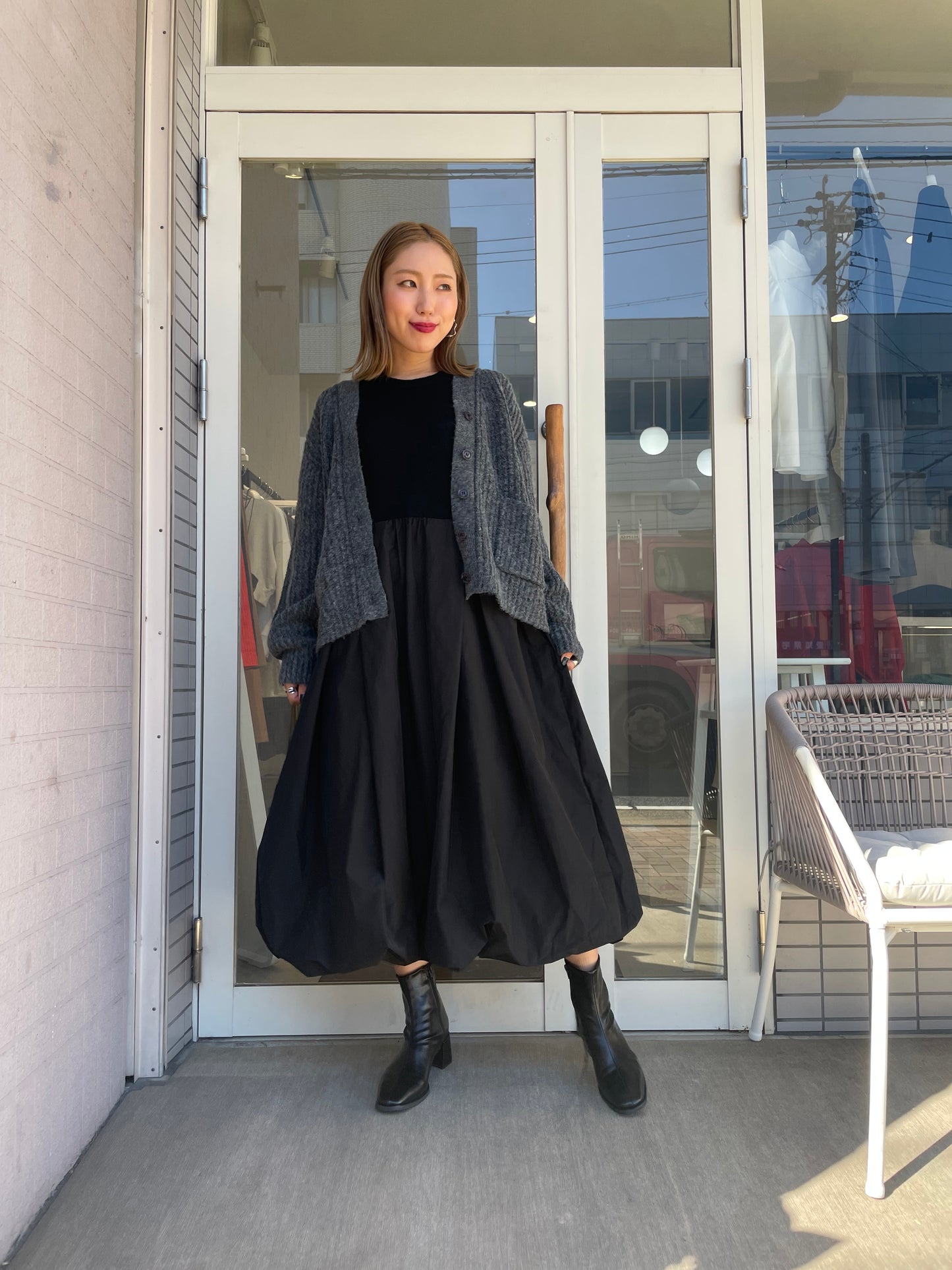 ロングスリーブドッキングバルーンワンピース