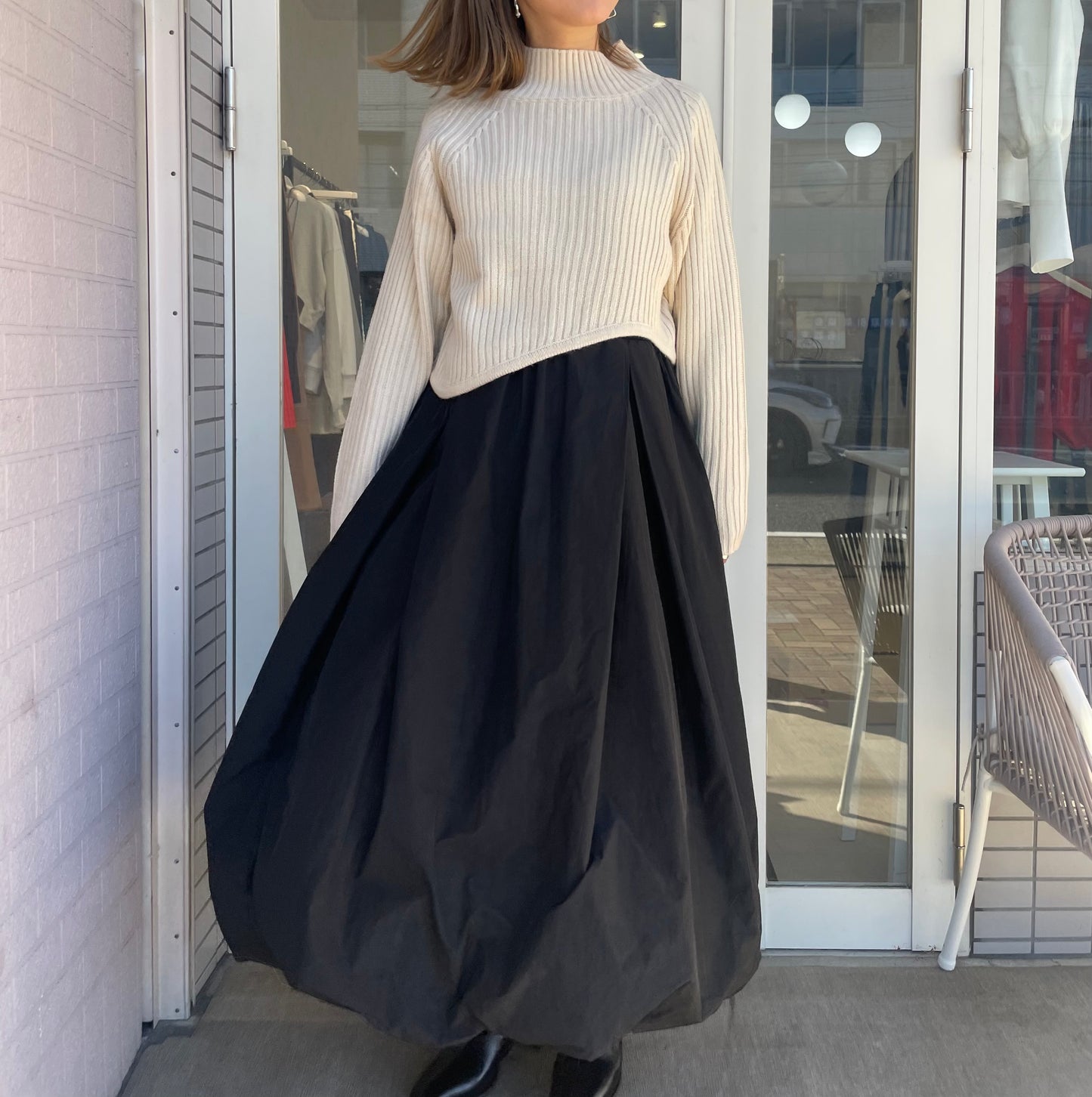 ロングスリーブドッキングバルーンワンピース