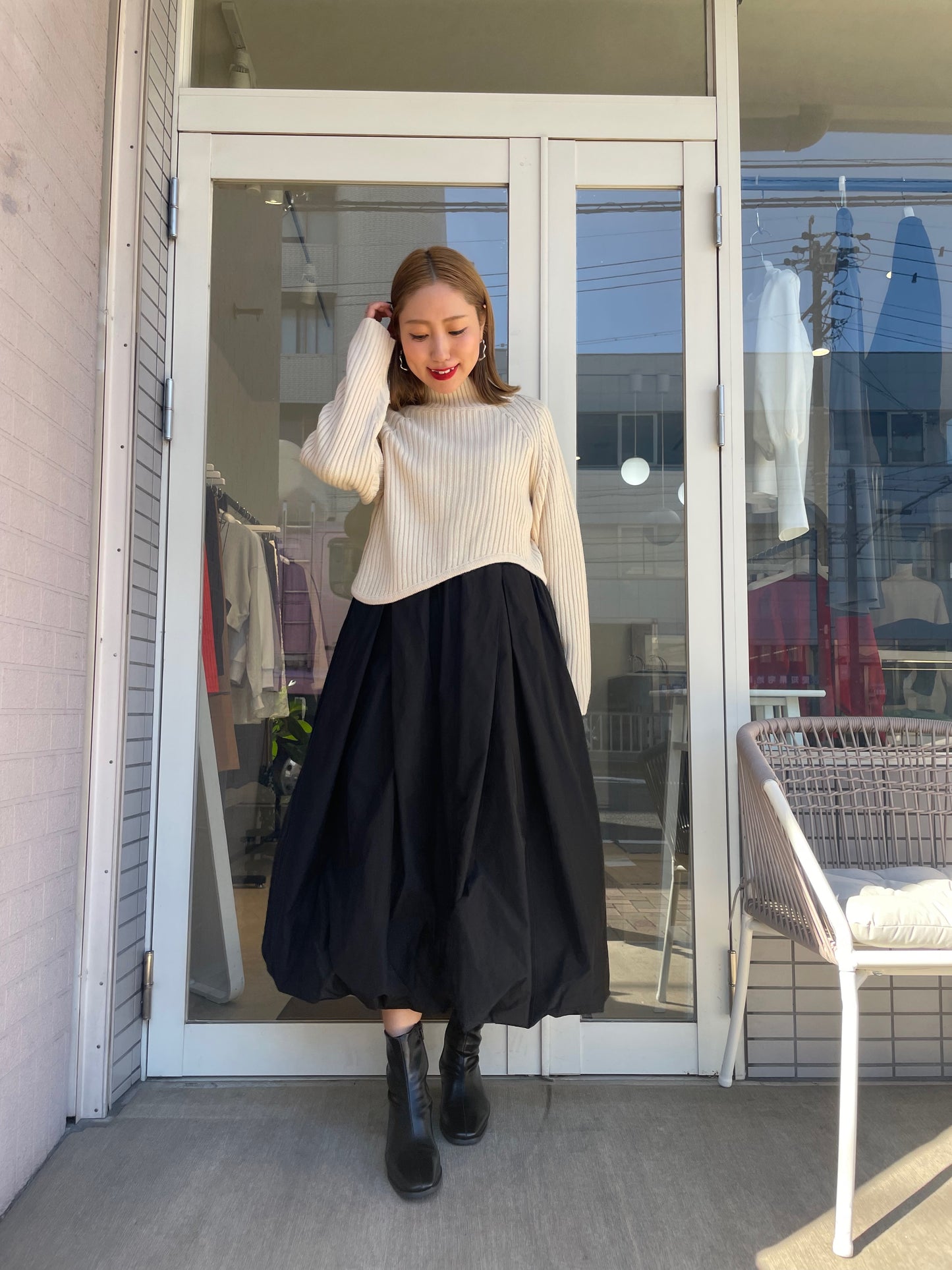 ロングスリーブドッキングバルーンワンピース