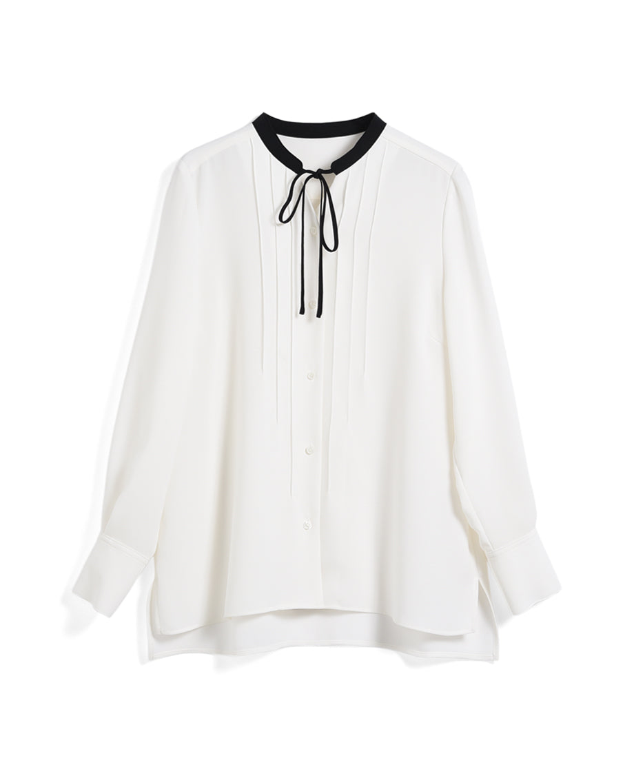 【再入荷】細ボウタイブラウス