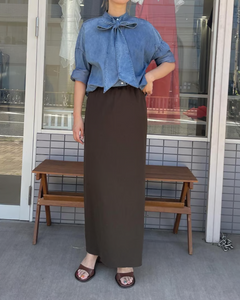 ボウタイダンガリーブラウス