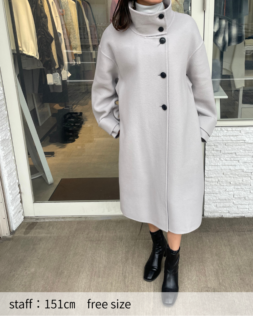 ぺコラムウールスタンドカラーコート
