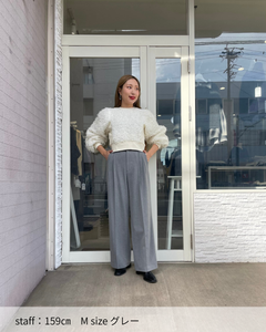 微起毛タックストレートパンツ